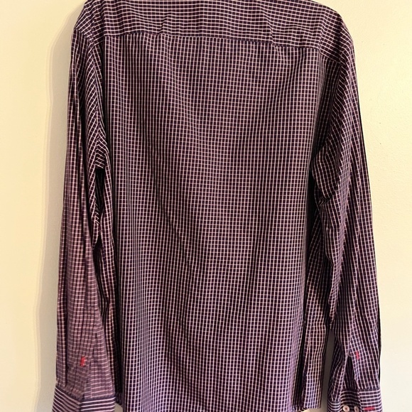 UnTuckit Shirt Men 2XL Red Plaid Preppy Festive Office Neutral Slim Graach 80s - Picture 8 of 12